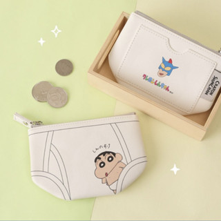 【24H臺灣現貨】秋冬新款🌟皮質日系蠟筆小新印花內褲造型迷你錢包 零錢包 小錢包 化妝包 收納包 卡套 卡包收納