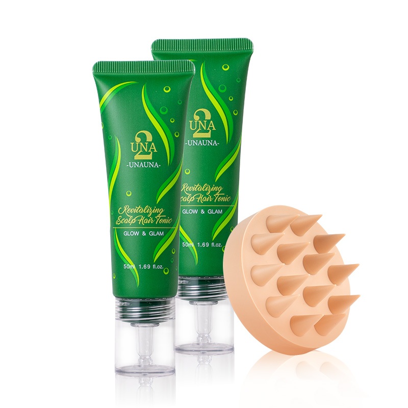 【百匡】豐厚抗落 四胜肽頭皮養護精華(1倍濃度) 50ml*2+仿手感 乾濕兩用 頭皮按摩梳*1) - UNA
