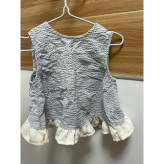 ♡ 二手童裝～90cm-cottoli小木馬水藍色露背蝴蝶結上衣
