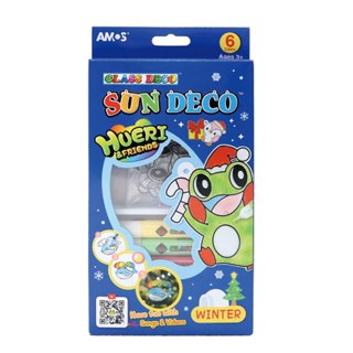 AMOS 阿摩斯 韓國原裝 6色HUERI&FRIENDS 壓克力 模型板 DIY 玻璃彩繪組/ 組 SD10P6-H