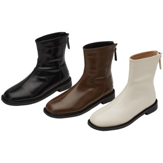 【Grace Gift】靴子 短靴【簡約格調方頭輕量低跟短靴】3色 35-39號