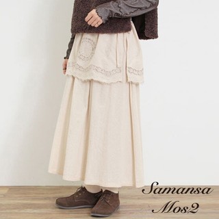 Samansa Mos2 層次感鏤空圖案刺繡分層長裙(0F000241010)