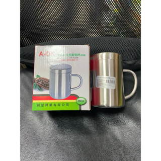 八德國際家庭五金 A-OK 304美式直型杯(附蓋) 360cc咖啡杯 水杯 不鏽鋼杯 飲料杯 酒杯 馬克杯