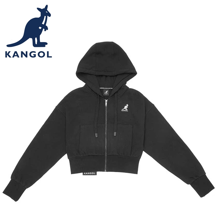 KANGOL 英國袋鼠 短版連帽外套 64521402 外套 女款 黑色 淺紅