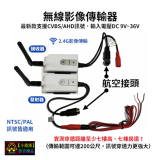 【小潘潘】12V/24V CVBS AHD無線影像傳輸器/長距離無線傳輸器/無線倒車顯影/無線螢幕傳輸/無線倒車鏡頭