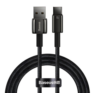 【倍思】鎢金系列 USB to Type-C 100w 快速充電線 鋅合金 快充線 1m 黑色 (CAWJ000001)