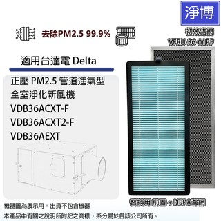 適用台達電Delta VDB36ACXT2-F VDB36AEXT PM2.5新風機HEPA濾網VFRU-36-02DF