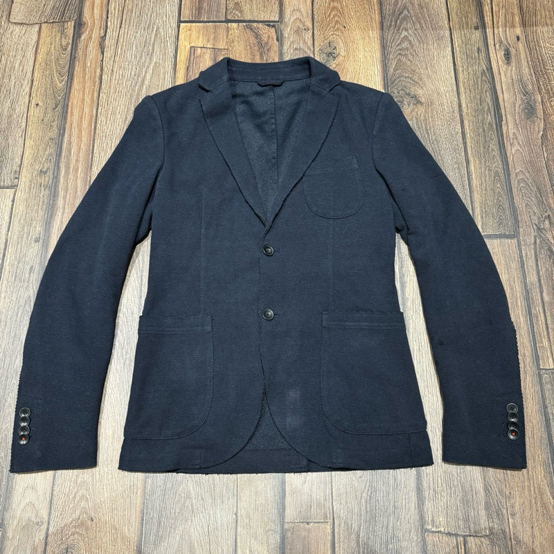 y《專櫃名品》Sisley 男款 義大利服飾 西裝外套 獵裝 商務 腰身 藏青色 不修邊 窄版