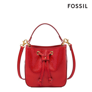 【FOSSIL 官方旗艦館】Tessa 真皮束口水桶包-紅色 SHB3241611