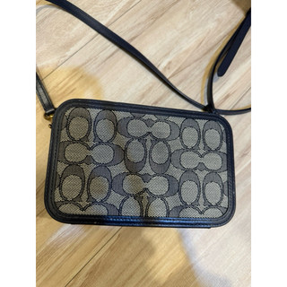 COACH 誠可小議 正品深藍色 牛皮 斜背包 9.5新 Alie 專櫃購買