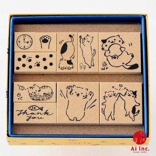 [🔥現貨-12H急速出貨🔥]日本製 SANBY 可愛動物印章組 內含多個尺寸不同的印章 小貓 兔子 刺蝟 送禮