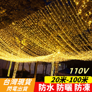 臺灣現貨 led燈串 聖誕燈 110V 10米-100米公母接 戶外防水 聖誕節裝飾 社群街道亮化 led樹燈 節日氛圍