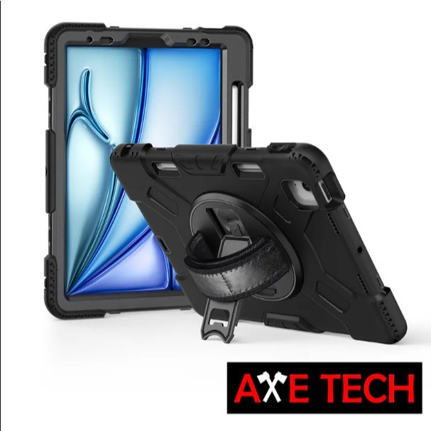 AXE TECH iPad Air 10.9吋 / 11吋 / 13吋 (M3/M2) 強固型軍規防摔平板保護殼-黑色