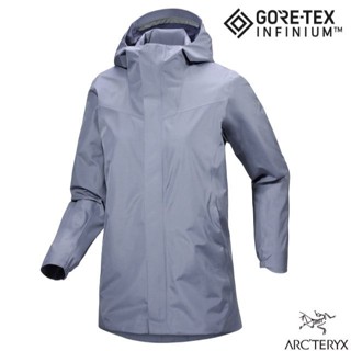 【ARCTERYX 始祖鳥】女 防風透氣 軟殼連帽防水外套 GORE-TEX 中長外套/雲層藍 X000007300