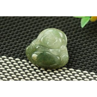 S791玉墜子❀翡翠玉A貨冰潤老油青種半白半綠特色佛公彌勒佛玉墜吊墜掛件玉珮【緬甸玉翠軒】玉首飾品 男女款式