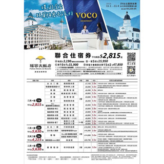 福容大飯店連鎖住宿券，面額券3190
