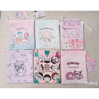 日單 三麗鷗AB面兩面小丸子庫洛米美樂蒂雙子星kikilala/凱蒂貓kitty/蜜糖兔/布丁狗/帕恰狗/束口袋收納袋