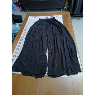 【二手衣櫃】正韓 MUSE YAMI 黑色垂墜休閒寬褲 黑色寬褲 鬆緊腰寬管休閒褲 垂感寬鬆顯瘦寬褲裙 1131105