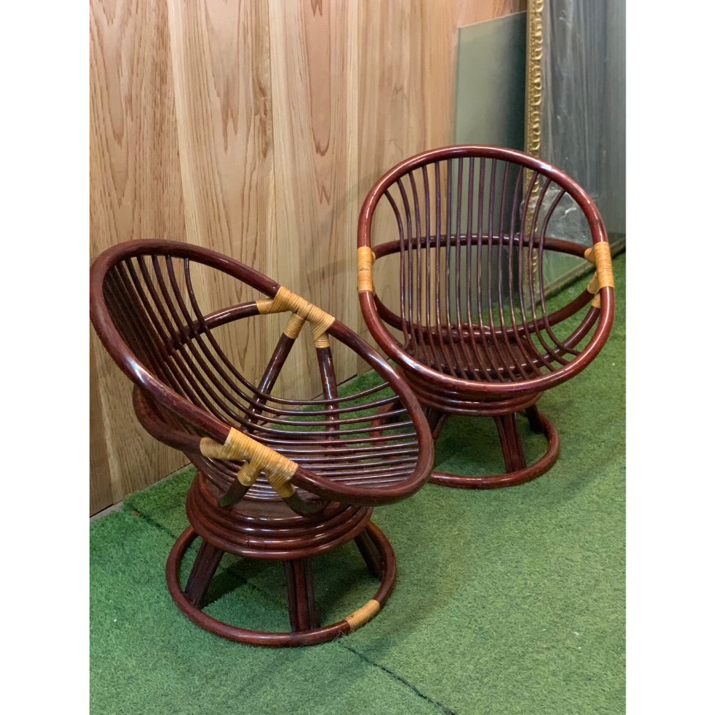 復古風 藤製木椅組 旋轉藤椅 沙發組  木沙發 沙發組 貴妃椅 洽談椅 休閒椅 藤製椅 客廳沙發A7062晶選二手傢俱