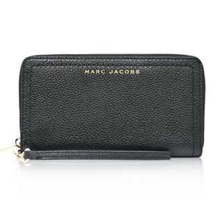 MARC JACOBS 經典LOGO荔枝紋手拿拉鍊長夾 黑色 S130L01RE22-001