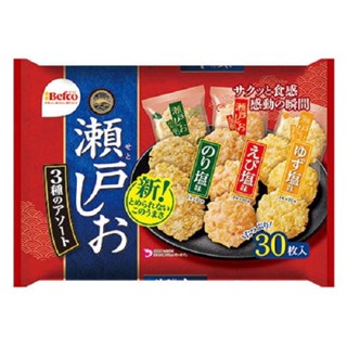 +爆買日本+ 瀨戶汐揚仙貝米果 柚子鹽/海苔鹽/蝦味 慄山米果 BEFCO 綜合仙貝3種類30入 日本原裝進口
