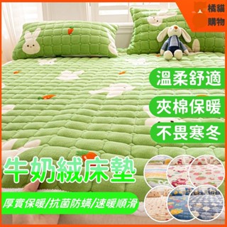 🔥桃園出貨🔥牛奶絨床墊 法蘭絨床墊 夾棉床墊 鋪底家用 床蓋 加絨臥室床褥子 防滑床單 防滑床墊 學生宿舍 柔軟親膚