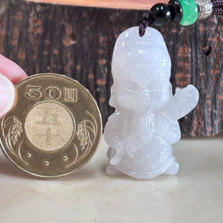天然翡翠A貨，關聖帝君，Q版 關老爺，迦南菩薩，關公，緬甸玉雕刻項鍊墜（附棉繩）文關公 武財神 迦南菩薩 文衡聖帝