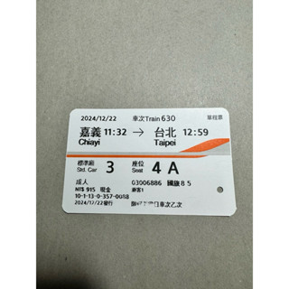 高鐵車票 自由座 高鐵票根 購票證明 桃園 南港 左營 2024