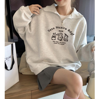 一萬個推薦！polo 大學t 長袖上衣 衛衣 韓版大學t 翻領大學t 拉鍊大學t oversize 重磅大學t 冬天女裝
