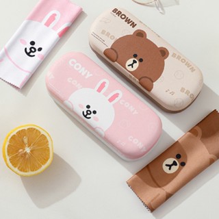 LINE FRIENDS 正版熊大兔兔 眼鏡盒｜卡通造型眼鏡收納盒｜可愛防壓眼鏡保護盒