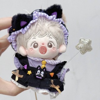 現貨【棉花娃-小貓女巫】10cm 10公分 無屬性 娃衣 娃娃 衣服 可愛 巫師 法師 女巫 貓耳 貓咪 連身裙 黑貓