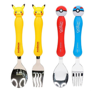 韓國 Lilfant 寶可夢Pokemon 皮卡丘湯匙叉子組 精靈球 湯匙 叉子 餐具組 學習餐具【公司貨】千寶屋
