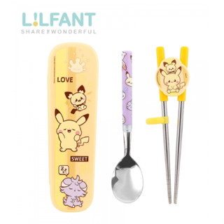 韓國 Lilfant 附盒不鏽鋼學習匙筷組(左右手) 寶可夢 附盒 學習餐具 寶可夢 湯匙 學習筷【公司貨】