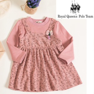 刷毛*小女童 小碎花長版洋裝 粉色 假兩件式 5-17碼 [96766]R.Q. POLO 秋冬童裝 連身裙 熱銷
