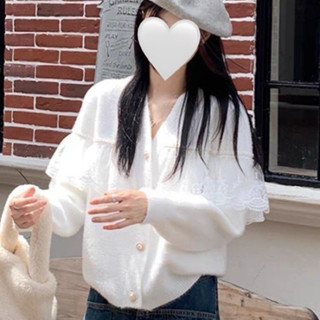 🤎𝒥𝒩 🎀質感小香風珍珠蕾絲針織上衣外套