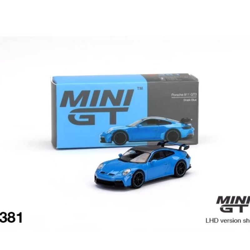 MINI GT 381 全新未拆封 代理版左駕 保時捷 Porsche 911 992 GT3 鯊魚藍色 附膠盒