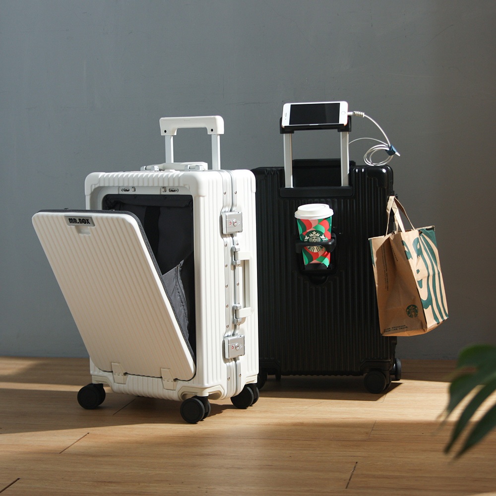 MR.BOX 20吋前開式鋁框行李箱登機箱 黑色 白色 免運