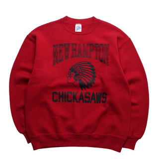 「富士鳥」古著 90s 美國製 NEW HAMPTON 紅色膠印衛衣 大學tee