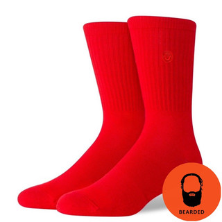 【 🇺🇸大鬍子美國襪子選品 】BEARDED - ICON CREW SOCKS經典紅色系列功能運動長襪（美國公司貨）