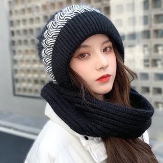 一體式連帽圍巾 圍巾帽 帽子圍巾 毛帽 保暖帽 冬天帽 針織圍巾 毛球帽 帽子圍巾一體【IB226】99750走走去旅行
