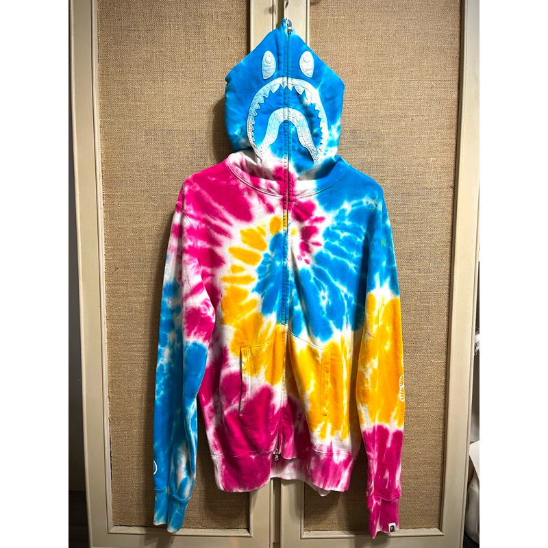 二手BAPE 連帽外套 鯊魚 紮染 L號 二手 九成新