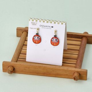 ｜OSEWAYA｜福運達摩耳環 經典和風 招財 祈福 日本飾品 日本製造