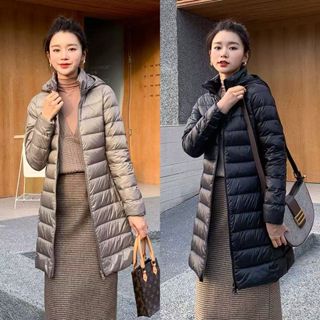 加厚保暖冬天外套🌟羽絨服女薄版外套一衣穿三季羽絨服女中長版修身薄版大碼女韓版 羽絨外套連帽 長款 DIOO
