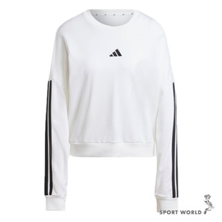 Adidas 長袖上衣 女裝 落肩 白【運動世界】JD5285
