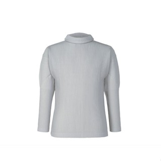 【ginger】HOMME PLISSÉ ISSEY MIYAKE(2號3號)三宅一生淺灰色基本款立領高領長袖上衣
