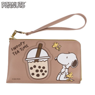 正版SNOOPY史努比與珍奶手機收納包 peanuts 珍珠奶茶🧋生日禮物 皮夾 錢包 手拿包 收納袋 證件套 手機包