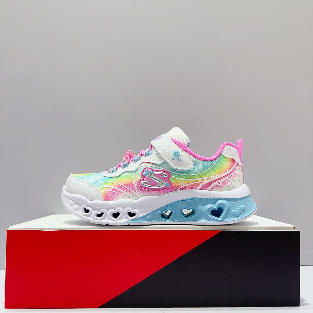SKECHERS FLUTTER HEART LIGHTS 中童 魔鬼氈 發光鞋 電燈鞋 休閒鞋 303253LWMLT