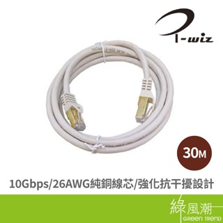 I-WIZ 彰唯 Cat.6A 多重遮蔽 抗幹擾 網路線 30M 綠風潮