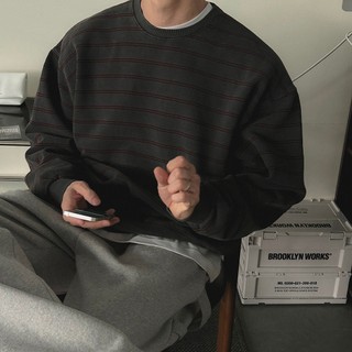 正韓純棉復古水洗條紋內刷毛長袖衛衣 3色 YUPPIE 預購商品 0113