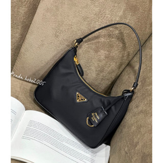 二手旗艦 PRADA 黑色 尼龍布 Hobo 手提包 肩揹包 腋下包 麻將包 (中友店)